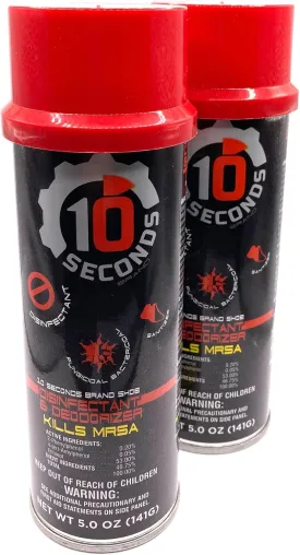 10 Seconds - Household Disinfectant Spray & Deodorizer - Great for Shoes and Gym Equipment! Superior Germ-Killing and Odor Elimination, Fights Staph, Athlete's Foot, Strep, MRSA. (Pack of 2)