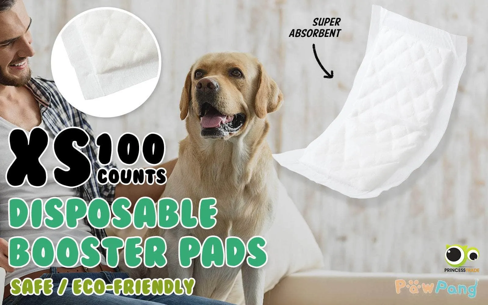 100 Ct L/S/XS Pet Dog Diaper Liners Booster Pads Disposable Adhesive