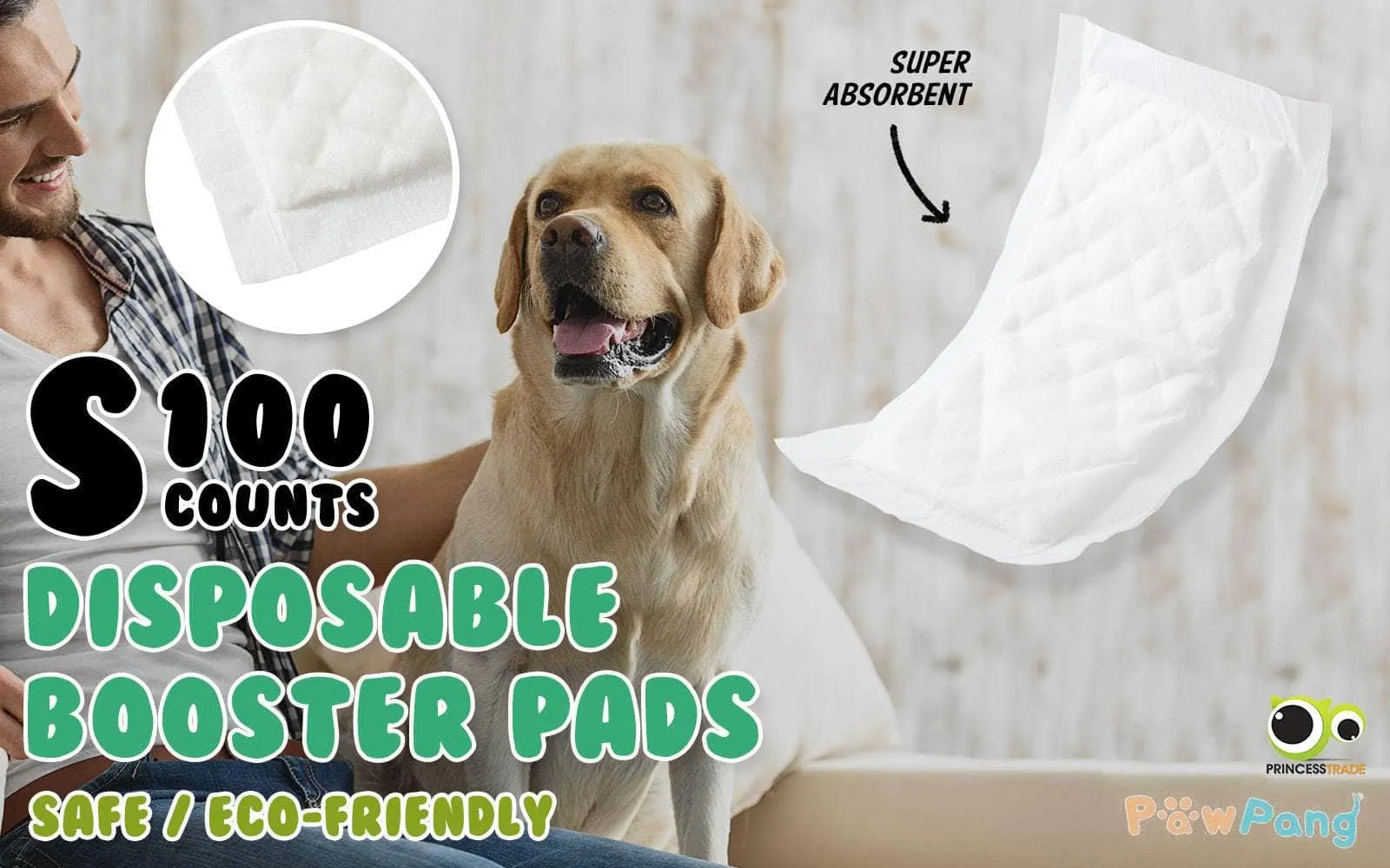 100 Ct L/S/XS Pet Dog Diaper Liners Booster Pads Disposable Adhesive