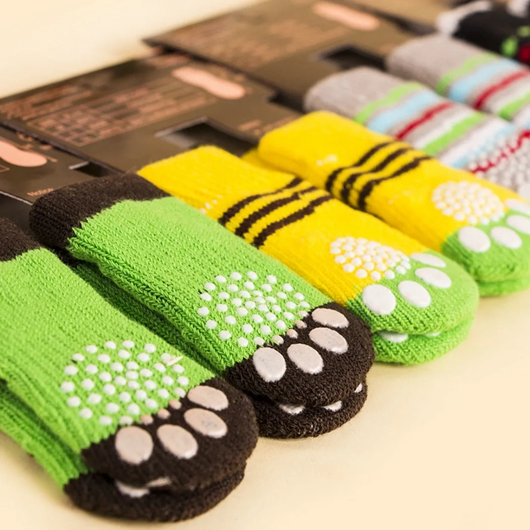 12Pcs 6 Pairs Dog Socks Creative Cute Printing Non-Slip Cotton Protective Dog Shoes Puppy Socks Pet Socks Pet Supplies