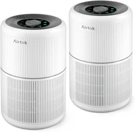 2 Pack Air Purifier for Home Bedroom with H13 True HEPA Filter for Smoke, Smokers, Dust, Odors, Pollen, Pet Dander | Quiet 99.9% Removal to 0.1 Microns | White Available for California