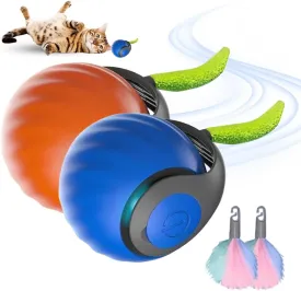2024 New Interactive Cat Toys Ball for Indoor, Smart Automatic Moving Dog Puppies Toys Smart Automatic Rolling Pet Ball, Multicolor Rolling Ball Motion Activate Rolling Ball (Blue Orange)