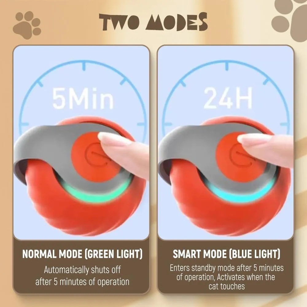 2024 New Interactive Cat Toys Ball for Indoor, Smart Automatic Moving Dog Puppies Toys Smart Automatic Rolling Pet Ball, Multicolor Rolling Ball Motion Activate Rolling Ball (Blue Orange)