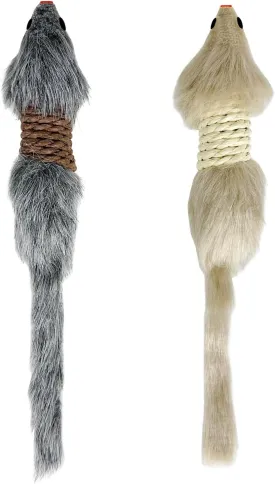 2Pcs Cat Mice Toys,Faux Fur Cat Large Size Mice Toys with Plastic Body, Interactive Catch Play Mouse Toy for Indoor Cats and Kittens.