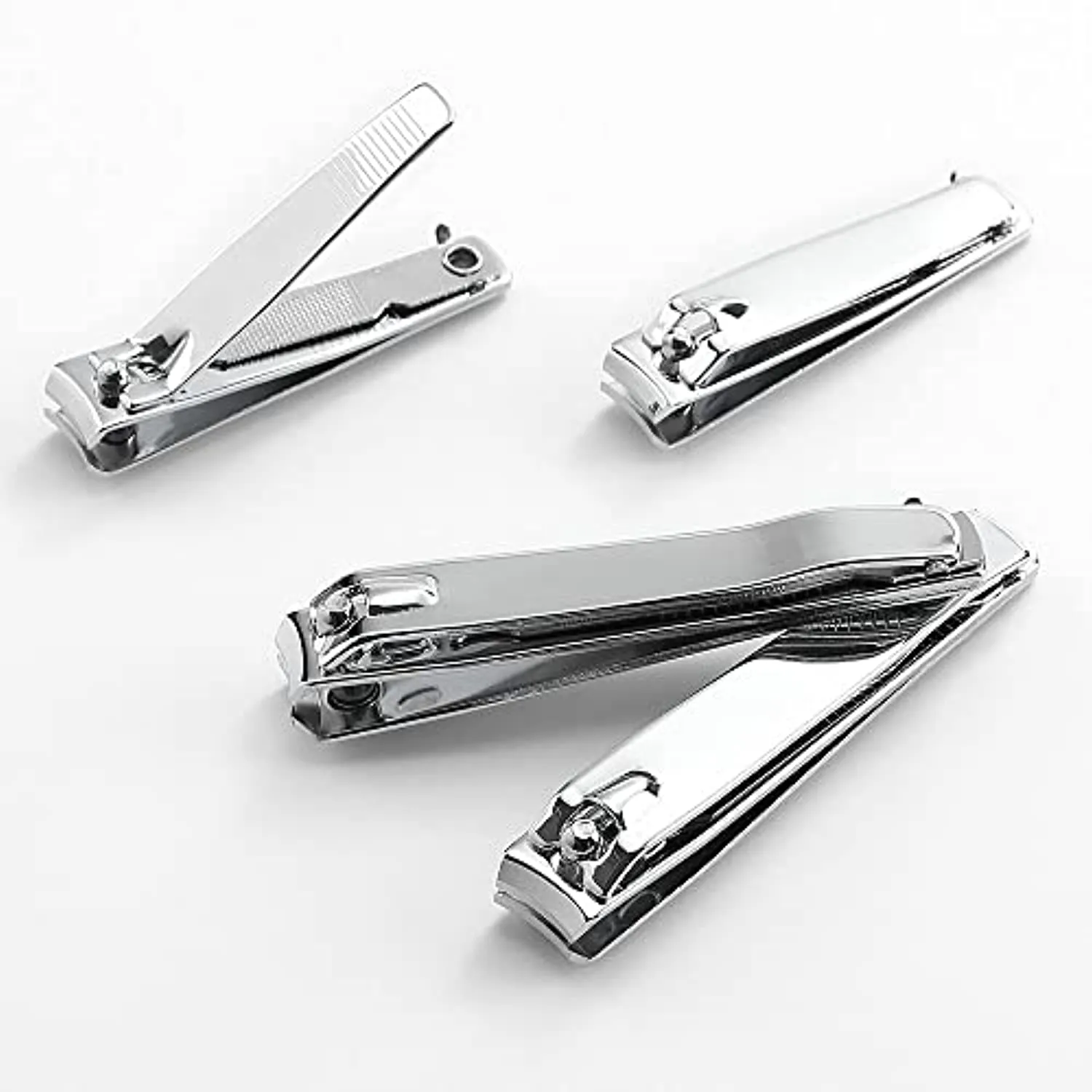 4 Pcs Professional Stainless Steel Toenail Clipper and Fingernails by QLL - Swing Out Nail Cleaner/File - Sharpest Stainless Steel Clipper - Wide Easy Press Lever – Best Quality Nail Cutter