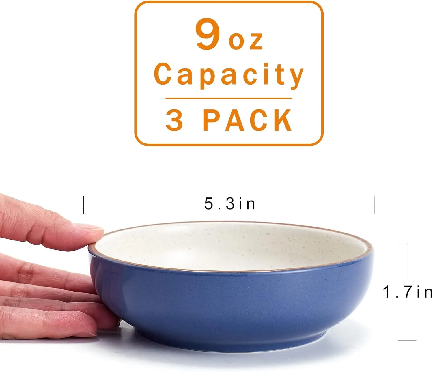 5.19 in Ceramic Cat Dishes, Howise Shallow Cat Food Bowls Small Pet Bowls Cat Food Dish for Food and Water, 3 Pack Ceramic Cat Bowls, Navy
