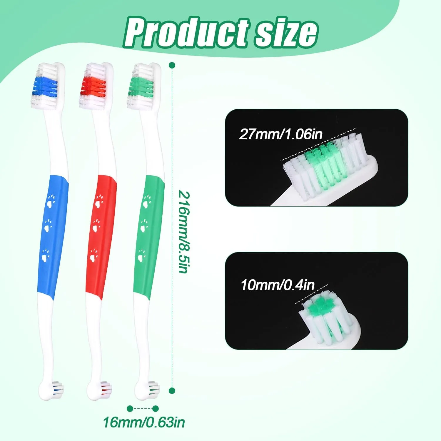 6pcs Dual Headed Pet Toothbrush for Dogs & Cats, Soft Bristles Kitten Tooth Brushing Easy Teeth Cleaning Anti-Slip Pet Dental Care Brush Supplies for Puppy Kitty Reduce Oral Problem