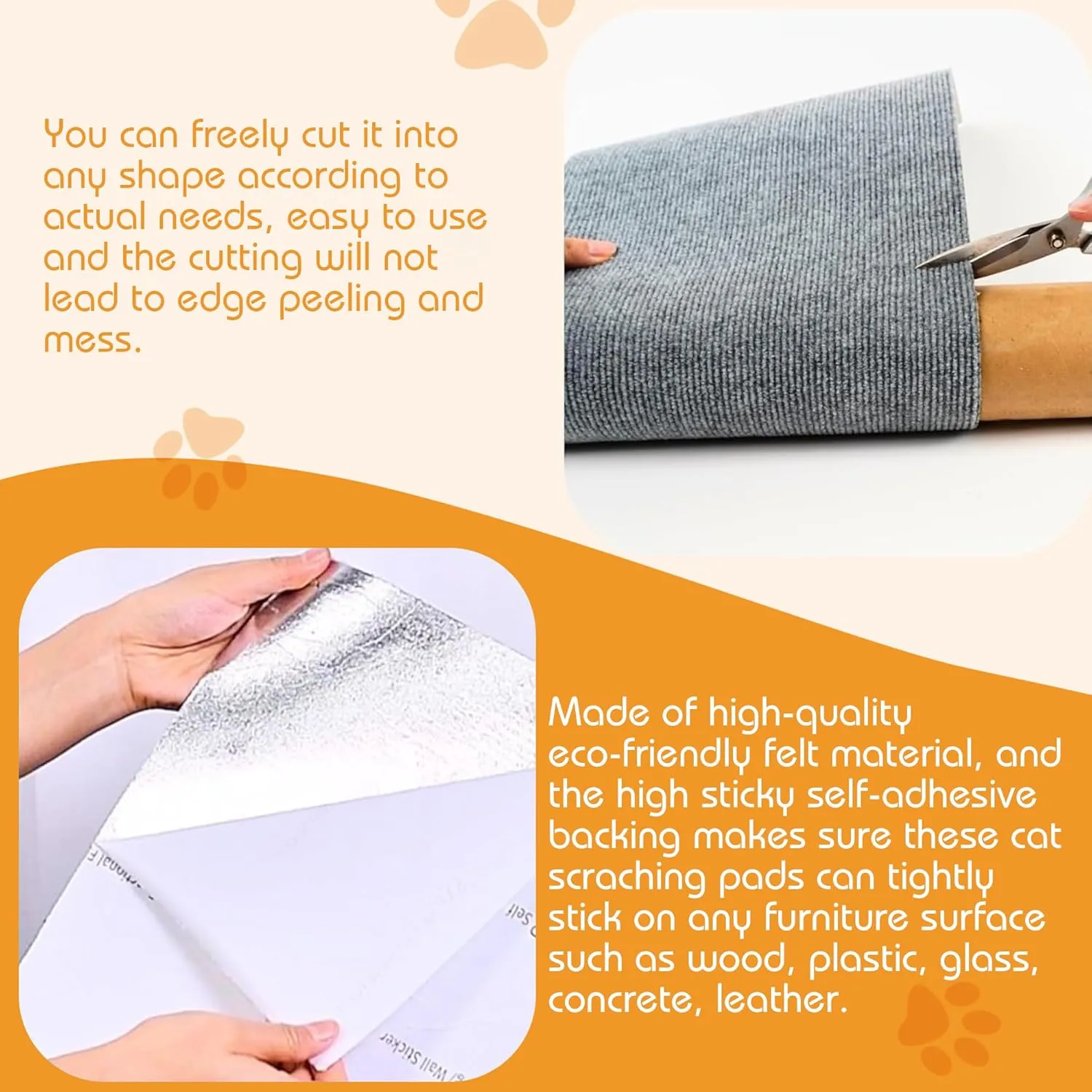 78x15.8 Trimmable Cat Scratching Post Carpet Cover Cat Scratcher Mat Self-Adhesive Tree Shelves Replacement Parts Mat Cat Scratcher Couch Furniture Protector for Indoor Cats (78.8"*15.8",Grey)