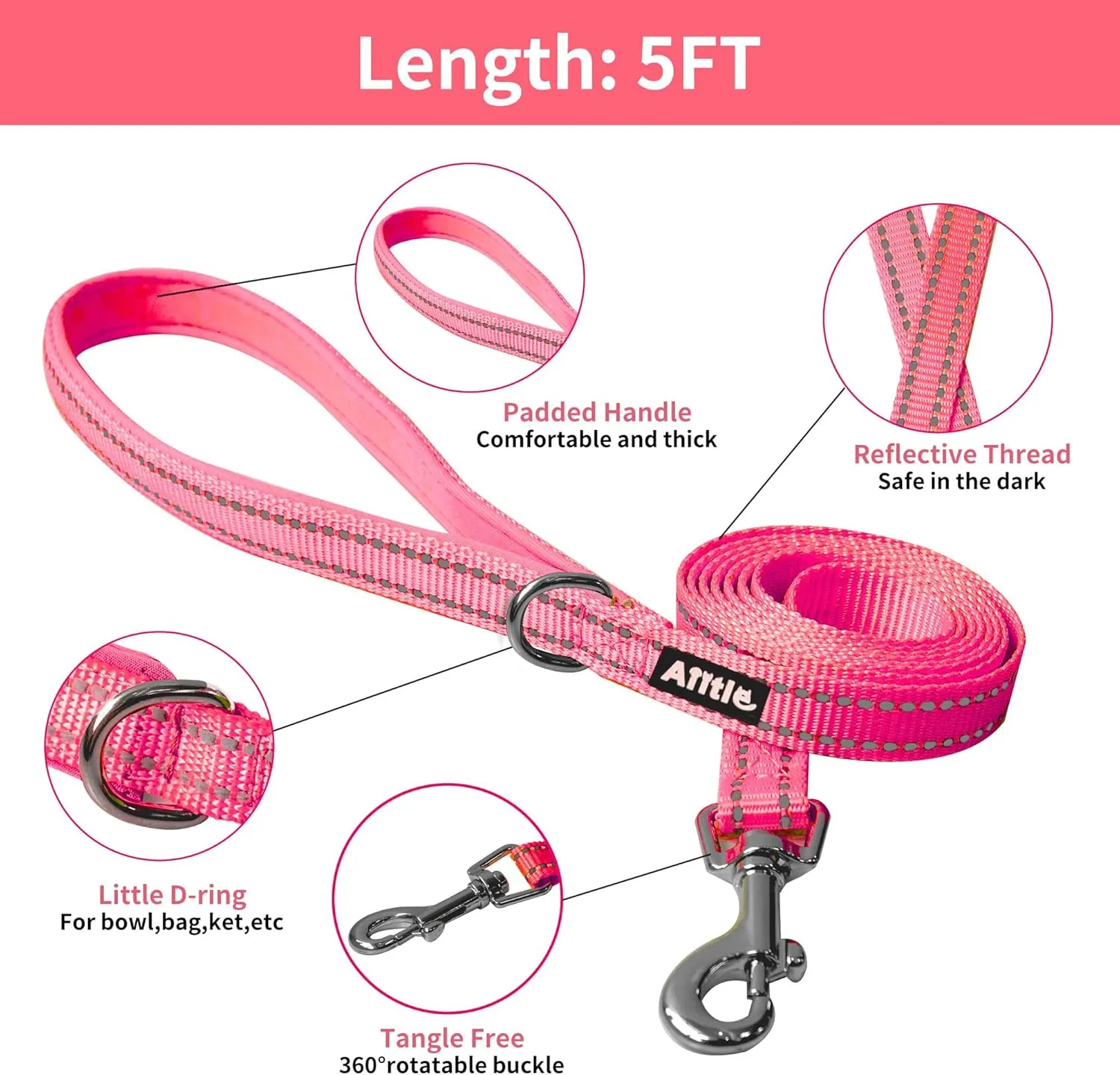 AIITLE Step in Dog Harness and Leash Set for Walking - Adjustable Dog Harness with Padded Vest for All Weather, Reflective Adjustable Pet Harness, Easy to Put on Small Dogs Hot Pink S