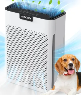 Air Purifiers for Home Large Room 2200 Ft with Washable Filters, MOOKA H13 HEPA Filter Pet Air Purifier for Bedroom with Fragrance, Air Cleaner for Smoke Dust Pollen Pets Hair Odor, KJ190L White