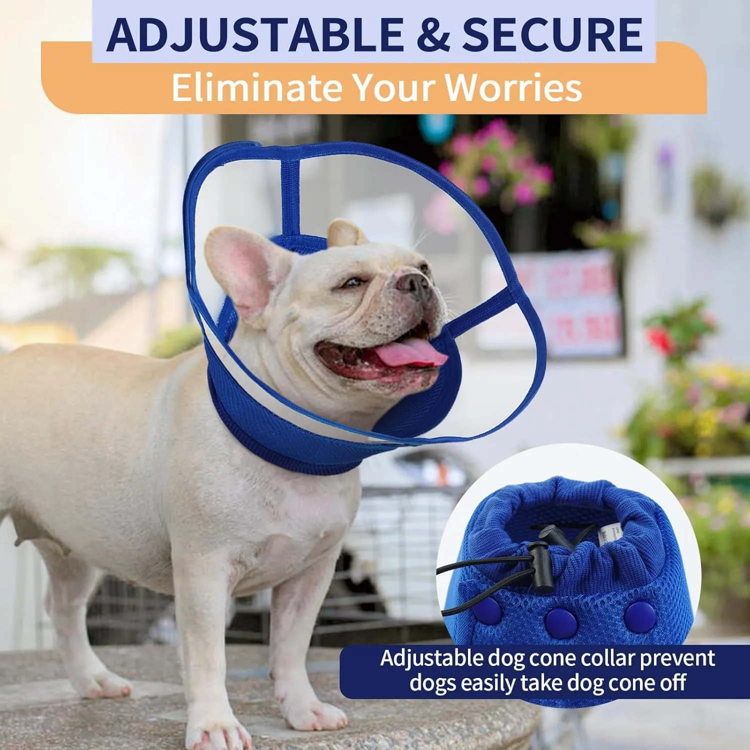 Allroaring Dog Collar After Surgery, Soft Cones for Large Dogs, Adjustable Dog Cone Collar Protective Pet Recovery Collars Cones to Stop Licking for Wound Healing Care Spay Neuter, Blue L