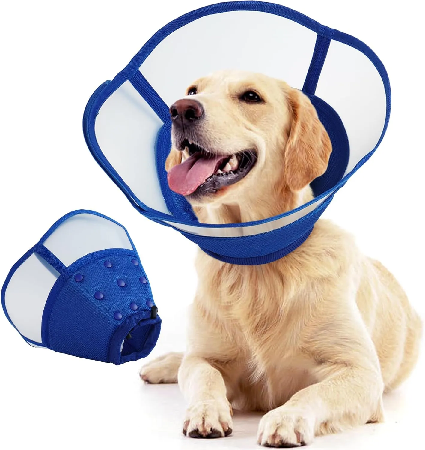 Allroaring Dog Collar After Surgery, Soft Cones for Large Dogs, Adjustable Dog Cone Collar Protective Pet Recovery Collars Cones to Stop Licking for Wound Healing Care Spay Neuter, Blue L
