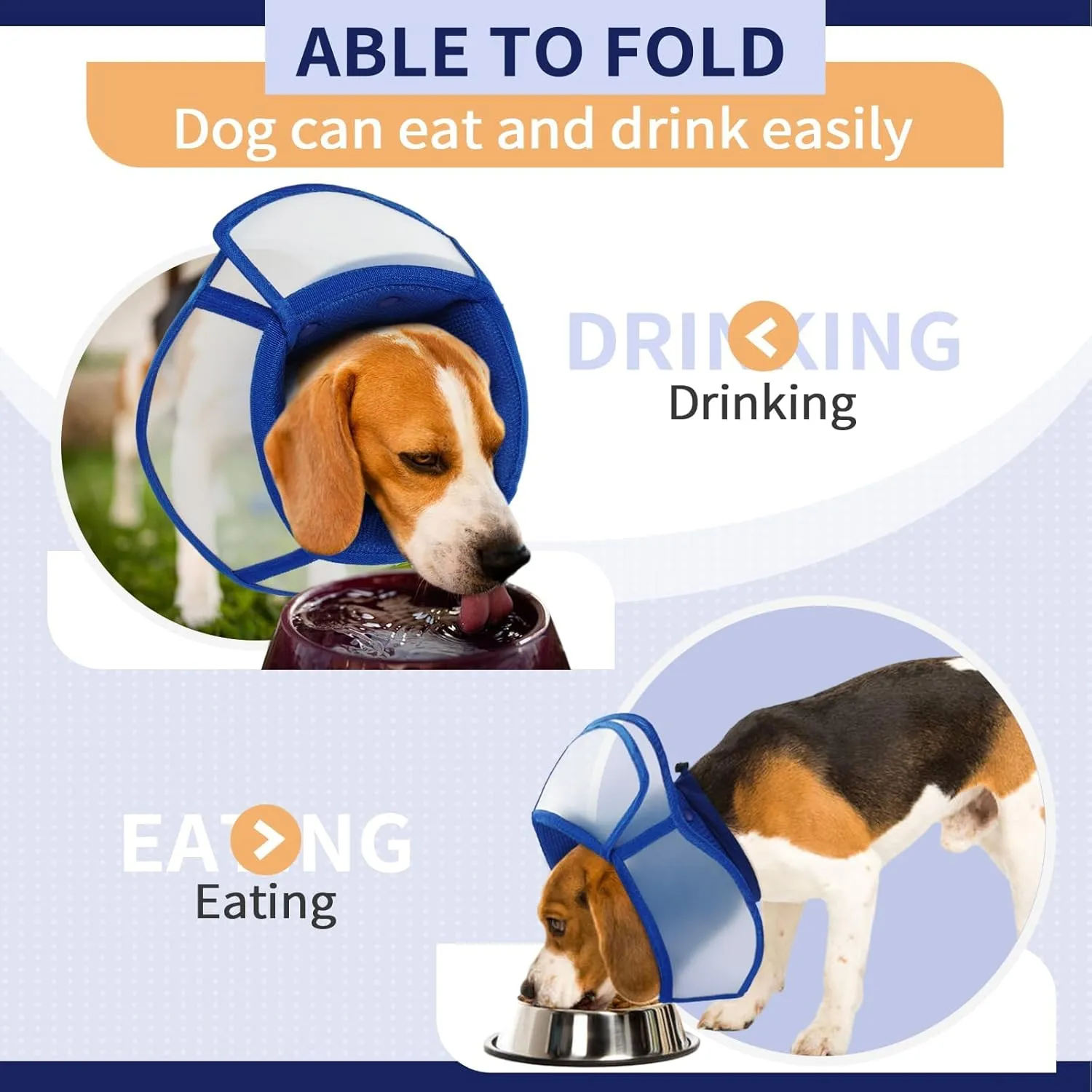 Allroaring Dog Collar After Surgery, Soft Cones for Large Dogs, Adjustable Dog Cone Collar Protective Pet Recovery Collars Cones to Stop Licking for Wound Healing Care Spay Neuter, Blue L