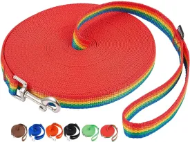 AmaGood Dog/Puppy Obedience Recall Training Agility Lead-15 ft 20 ft 30 ft 50 ft Long Leash-for Dog Training,Recall,Play,Safety,Camping (30feet, Rainbow)