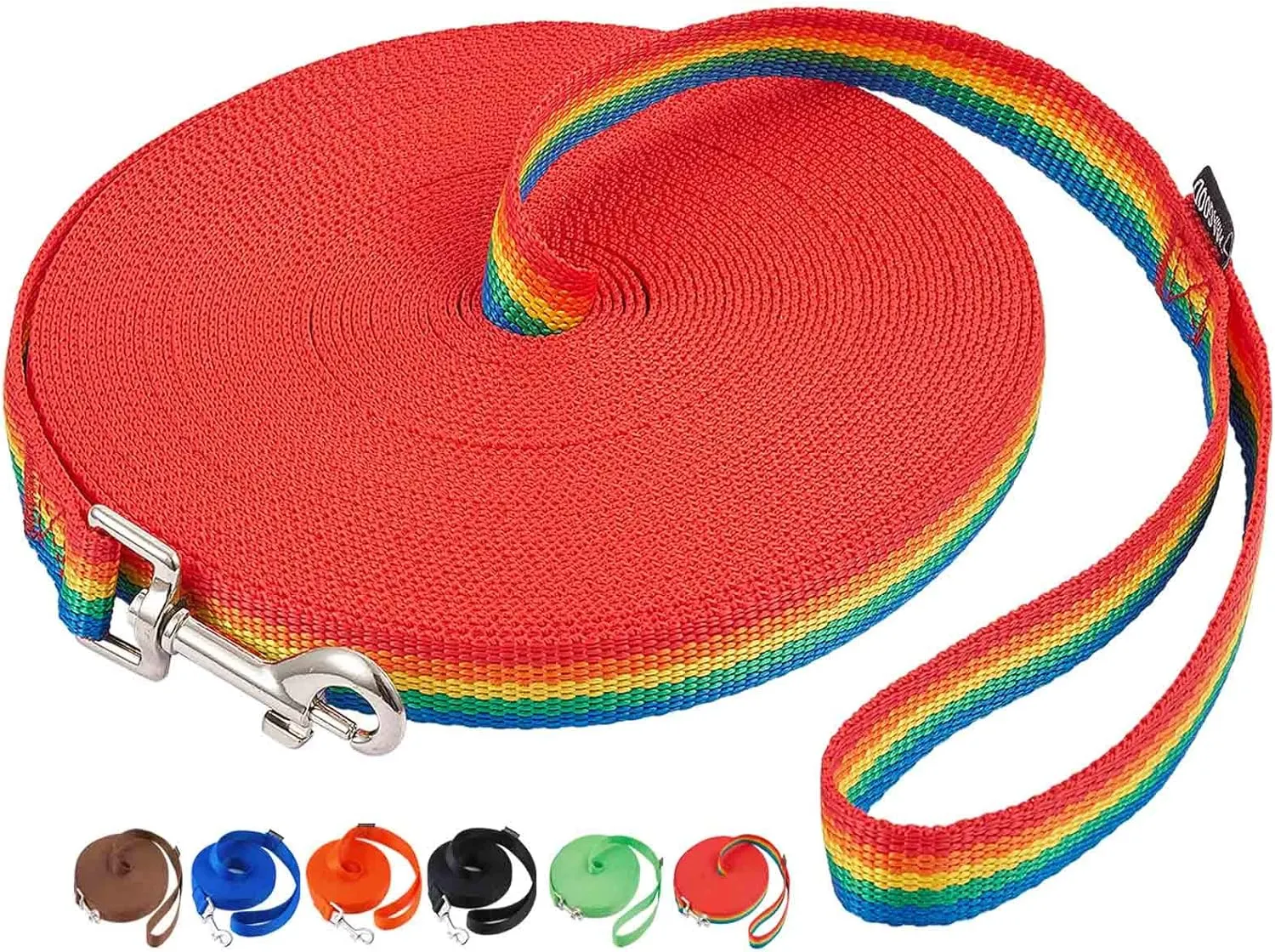 AmaGood Dog/Puppy Obedience Recall Training Agility Lead-15 ft 20 ft 30 ft 50 ft Long Leash-for Dog Training,Recall,Play,Safety,Camping (30feet, Rainbow)