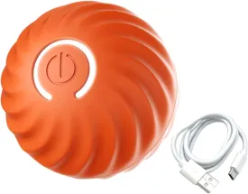 awakentti Interactive Dog Toys Dog Ball, Self Rolling Ball Dog Toy, Durable Motion Activated Automatic Rolling Ball Toys,Made of Natural Rubber for Medium/Large Dog USB Rechargeable (Orange)