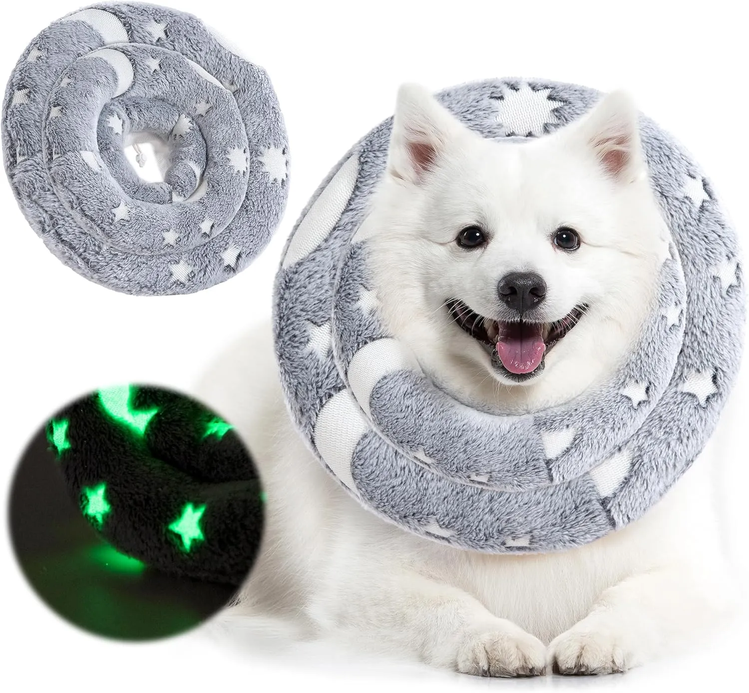 BALAPET Adjustable Soft Dog Cone Pet Recovery Collar for Dogs After Surgery Glow in The Dark Design Protective Elizabethan Collar Not Block Vision Fit for Dogs Recovery and Stop Licking(XL)