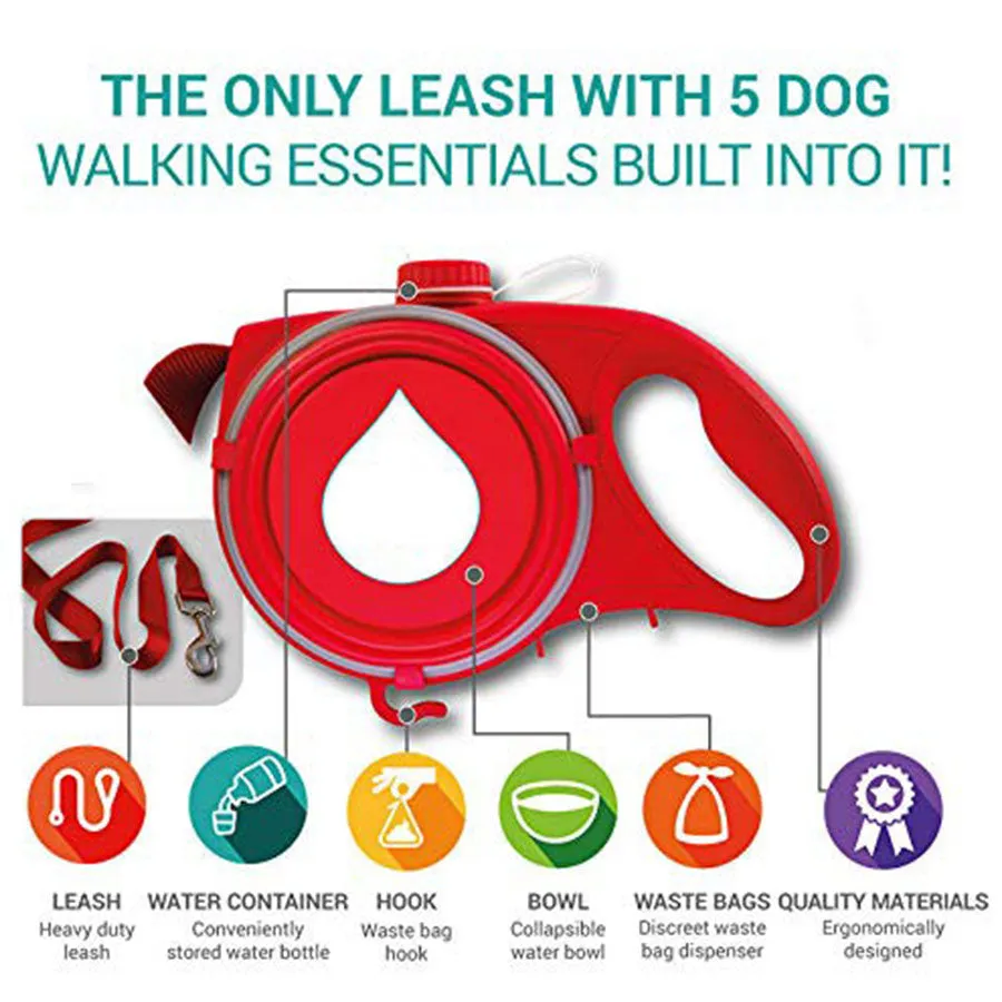 Best Multifunction Dog Lease with Water Bowl Outdoor Traction Rope