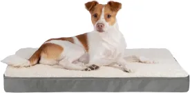 Best Pet Supplies Cute Dog Crate Mat Flat Bed with Waterproof Exterior, Thick Orthopedic Egg Foam Mattress, and Soft Sherpa Fleece Cover for Small, Medium, and Large Breeds - Gray, 35X22X4