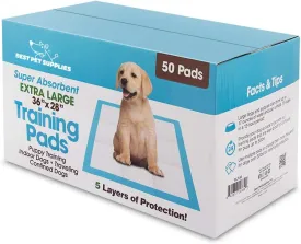 Best Pet Supplies Puppy Pads - Disposable, Dog Training Potty, Super Absorbent Blue Puppy Pee Pads for Dogs (Pack of 50, X-Large)