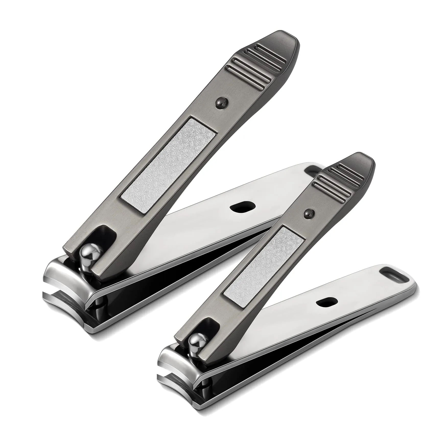 BEZOX Nail Clipper Set, Ergonomic Toenail Clippers with Non-Slip Design, Professional Fingernail Clipper for Men and Women with Nail File and Delicate Tin Case, 2 Pcs Dark