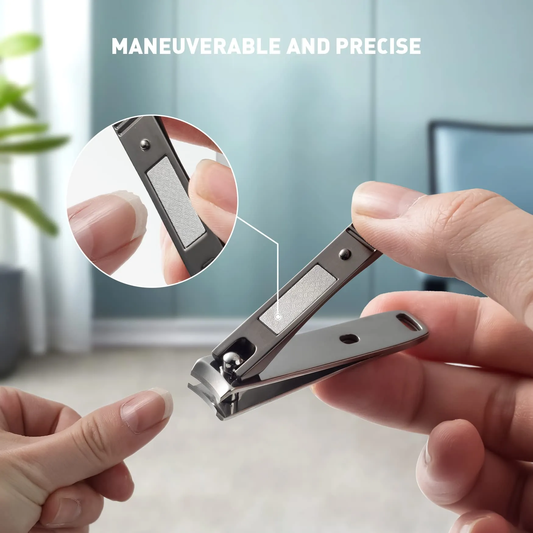 BEZOX Nail Clipper Set, Ergonomic Toenail Clippers with Non-Slip Design, Professional Fingernail Clipper for Men and Women with Nail File and Delicate Tin Case, 2 Pcs Dark