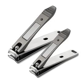 BEZOX Nail Clipper Set, Ergonomic Toenail Clippers with Non-Slip Design, Professional Fingernail Clipper for Men and Women with Nail File and Delicate Tin Case, 2 Pcs Dark