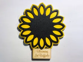 Blooming In Buffalo Sunflower 3D Wood Magnet
