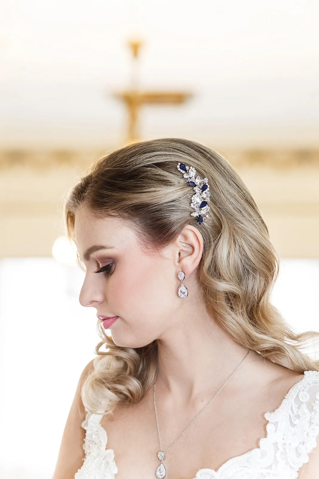 Carla Sapphire Blue Wedding Comb