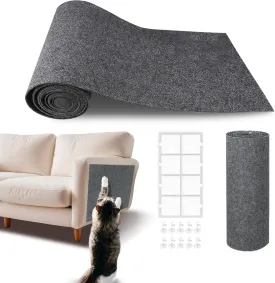 Cat Scratch Furniture Protector, Trimmable Self Adhesive Climbing Cat Scratching Mat,DIY Cat Tree Shelf and Post Mat Protector Claws Scratching from Couch, Wall, Doors (78.7"x15.8"Dark Grey)