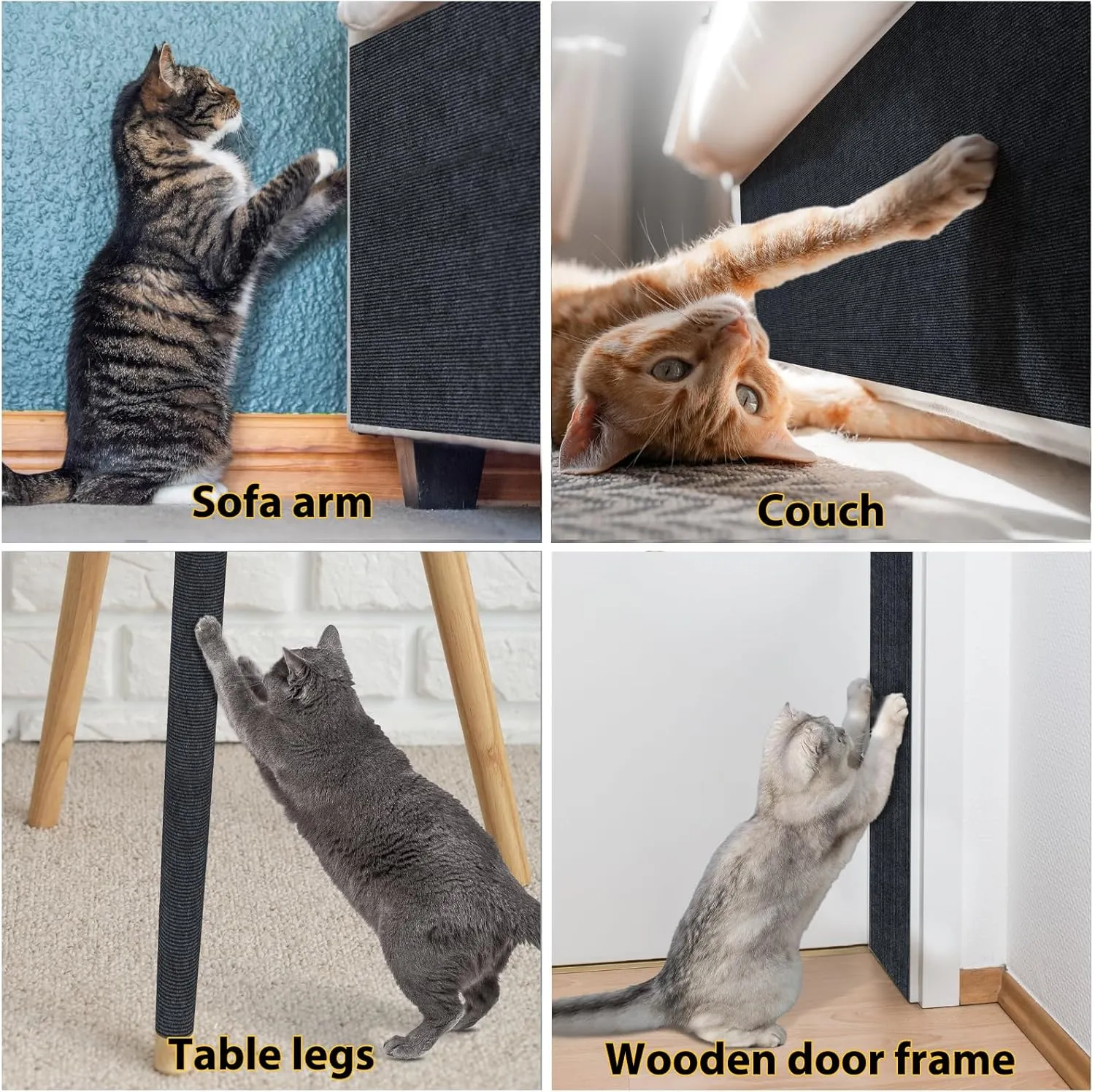 Cat Scratching Mat 39.3"x15.7" Trimmable Self-Adhesive Carpet DIY Climbing Cat Scratcher for Replacement Pads Covering Posts Furniture Protection