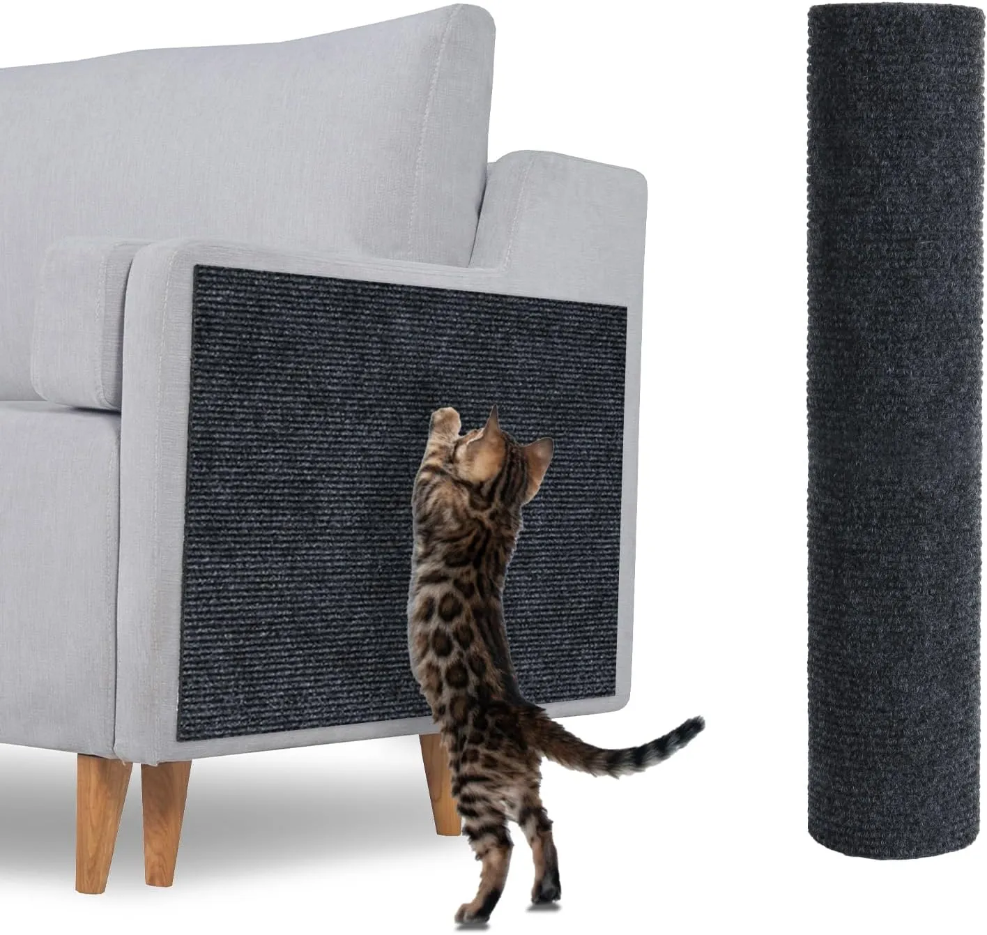 Cat Scratching Mat 39.3"x15.7" Trimmable Self-Adhesive Carpet DIY Climbing Cat Scratcher for Replacement Pads Covering Posts Furniture Protection