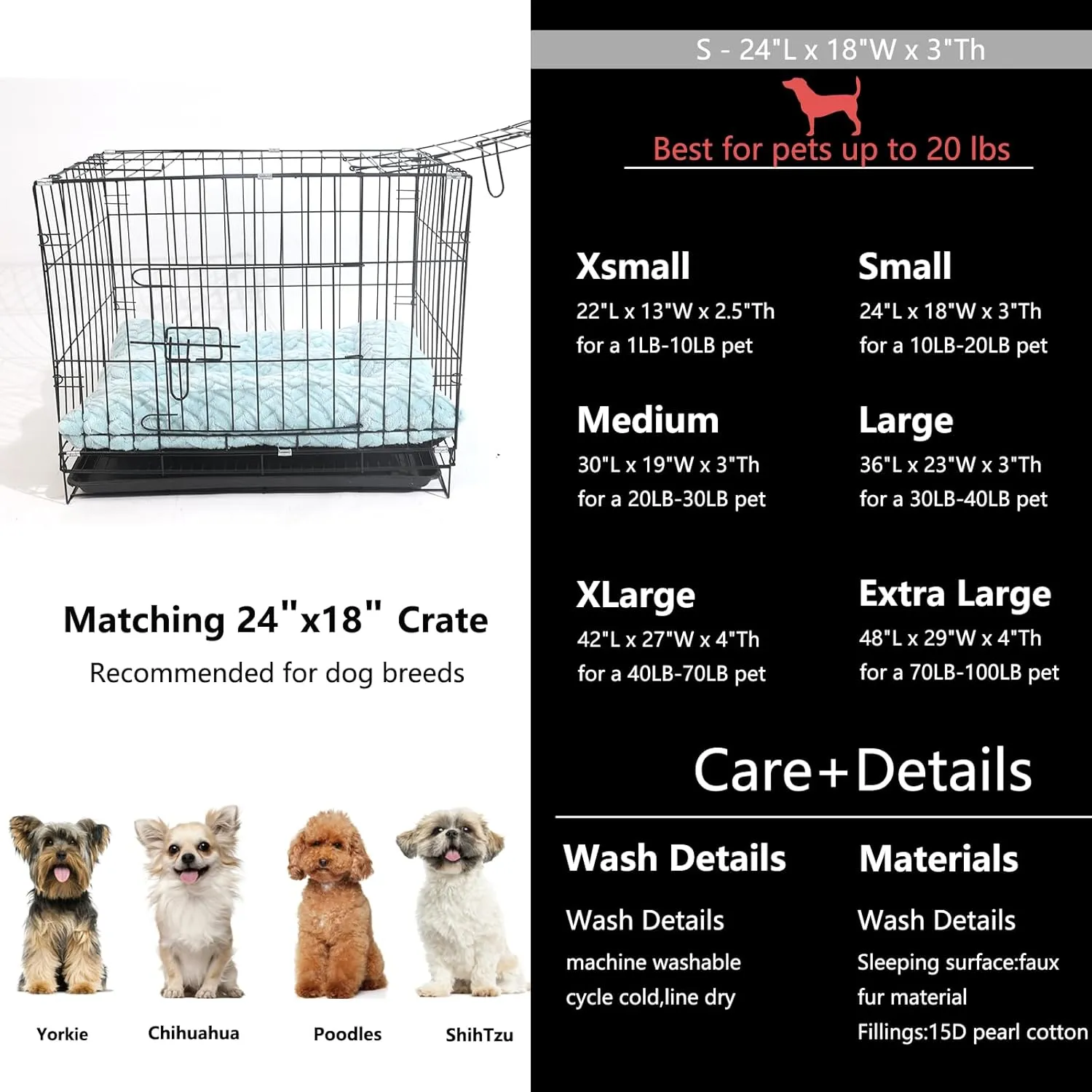Crate Bed 36 Inch Washable,Dog Crate Bed Medium fit Medium Breeds Dogs Up to 70 Lbs,Dog Bed for Crate 36x24 for Anti-Slip Bottom,Blue
