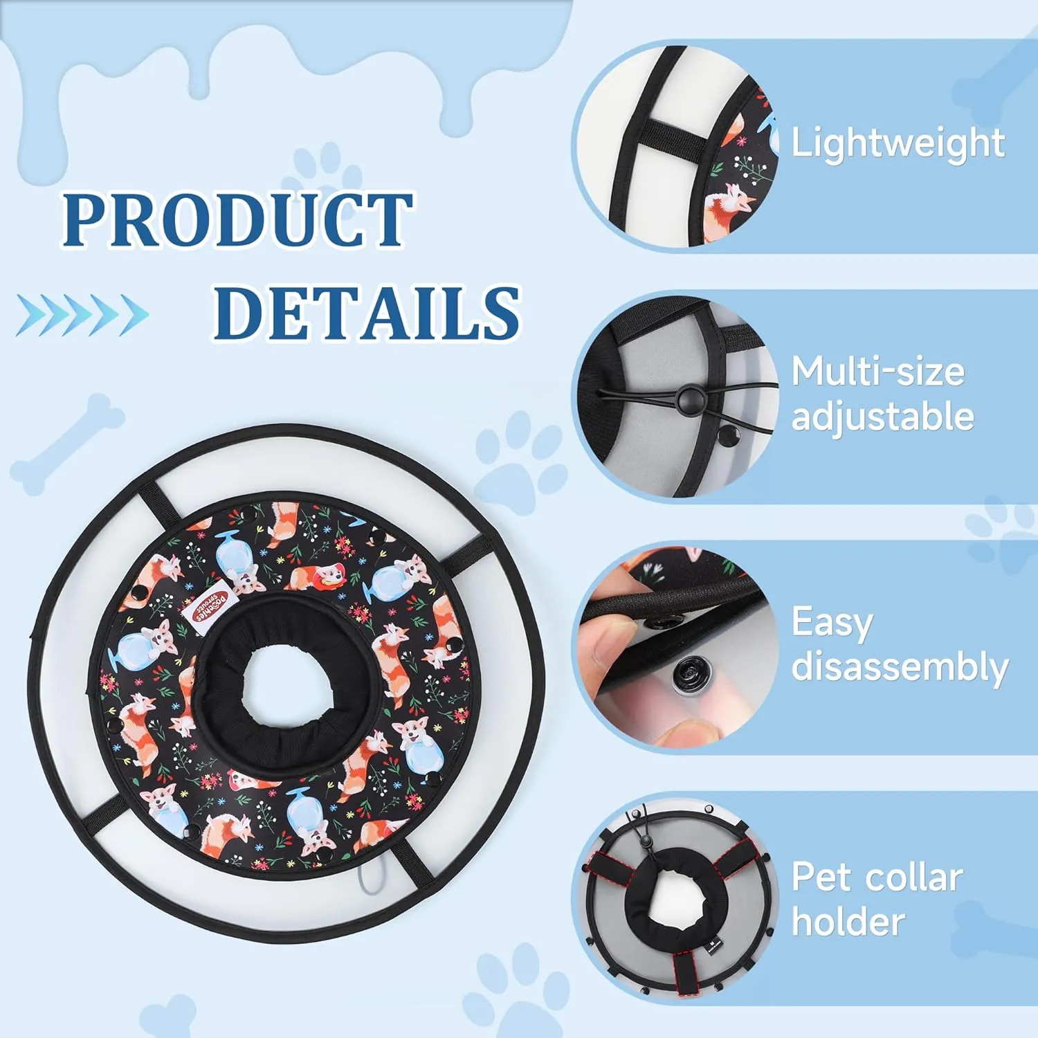 Dog Collars for Medium Dogs, Soft Cone for Dogs to Stop Licking, Calming Collar for Dog That Won't Block Your Pet's View, Medium