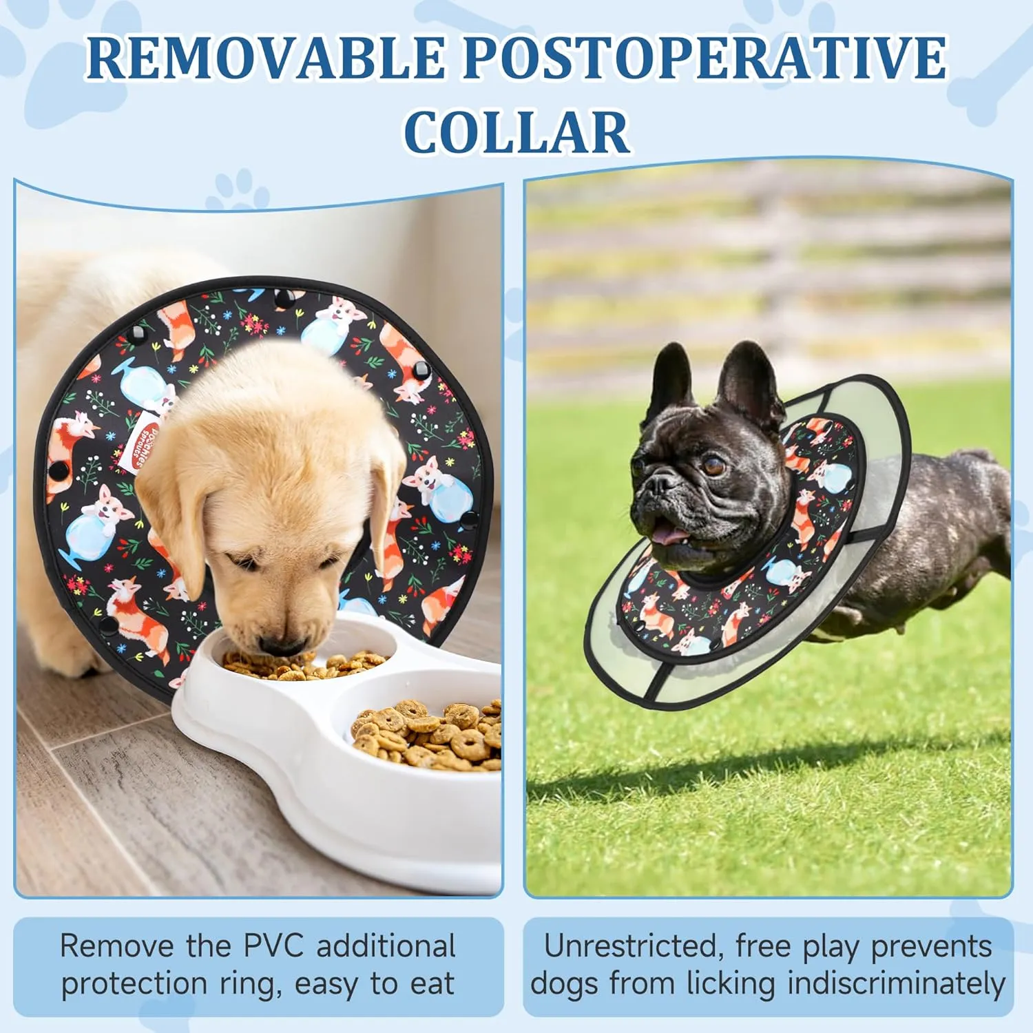 Dog Collars for Medium Dogs, Soft Cone for Dogs to Stop Licking, Calming Collar for Dog That Won't Block Your Pet's View, Medium