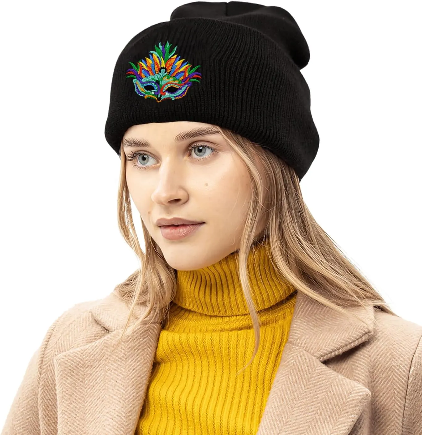 Dog Embroidery Beanie Hat Unisex Knit Cuffed Cap Women Men Gift