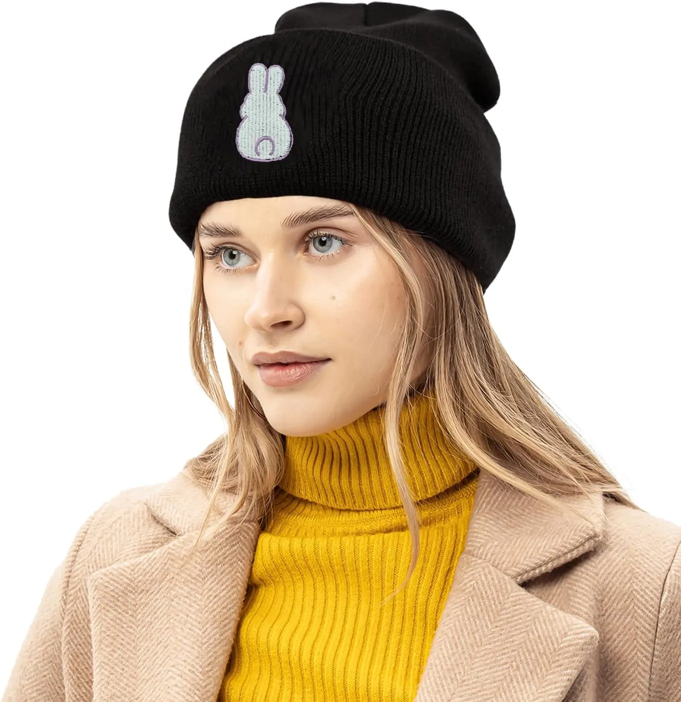 Dog Embroidery Beanie Hat Unisex Knit Cuffed Cap Women Men Gift