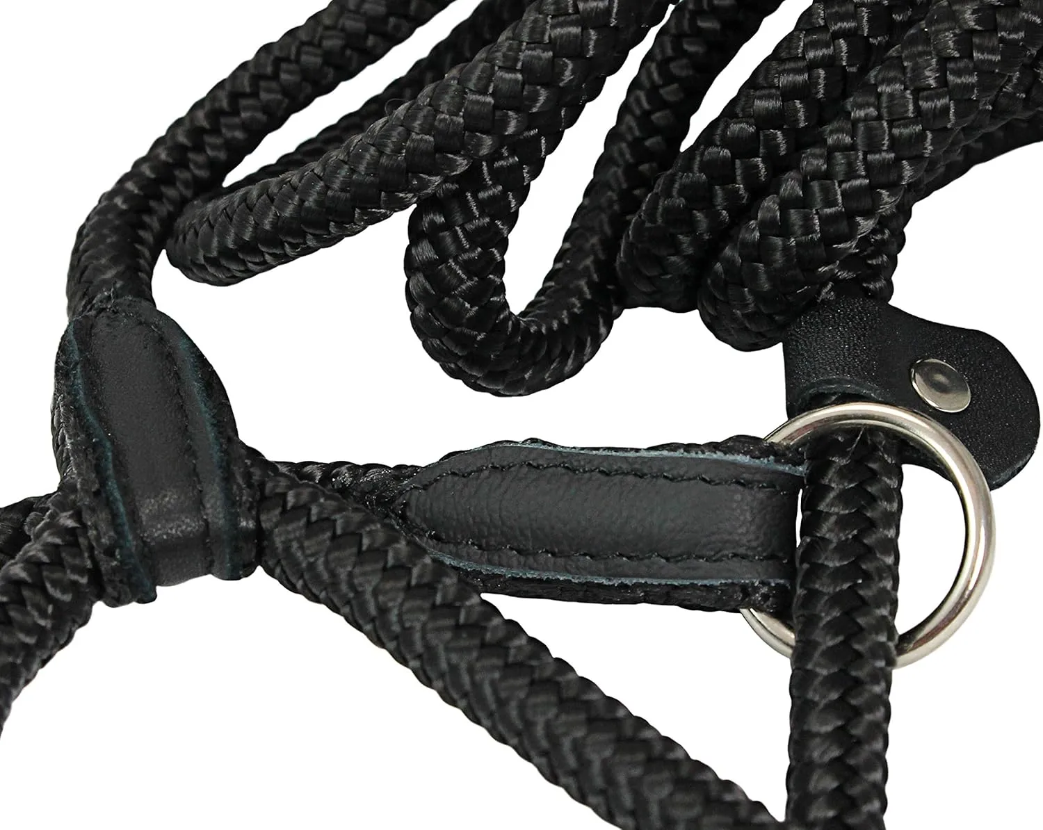Dogs My Love Nylon Rope Slip Dog Lead Collar and Leash British Style 4ft Long (Medium: 3/8" (8mm), Black)