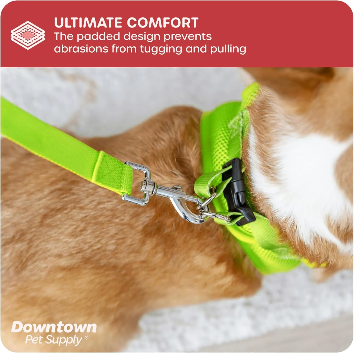Downtown Pet Supply Step in Dog Harness for Teacup Dogs & Cats No Pull, XX-Small, Atomic Yellow - Adjustable Harness with Padded Mesh Fabric and Reflective Trim - Buckle Strap Harness for Dogs