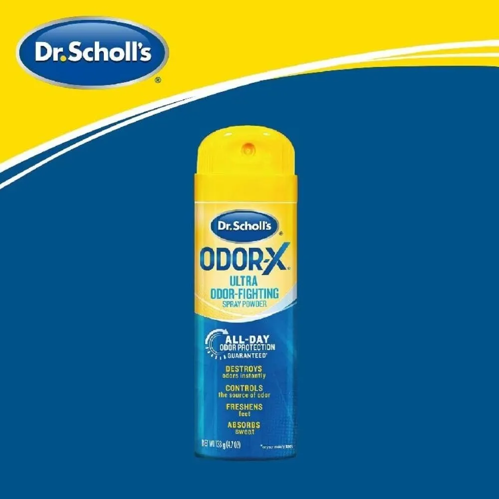 Dr. Scholl's ODOR-X ULTRA ODOR-FIGHTING POWDER SPRAY, 4.7 oz // Destroys Odors Instantly - All-Day Odor Protection - Freshens Feet & Shoes