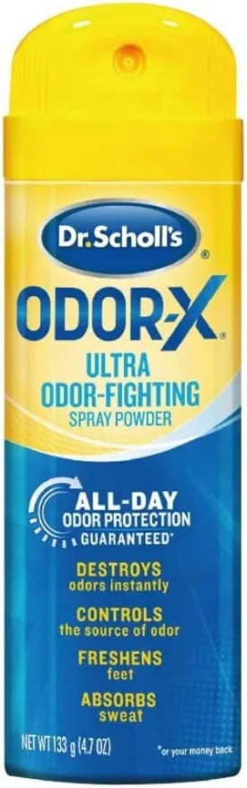 Dr. Scholl's ODOR-X ULTRA ODOR-FIGHTING POWDER SPRAY, 4.7 oz // Destroys Odors Instantly - All-Day Odor Protection - Freshens Feet & Shoes