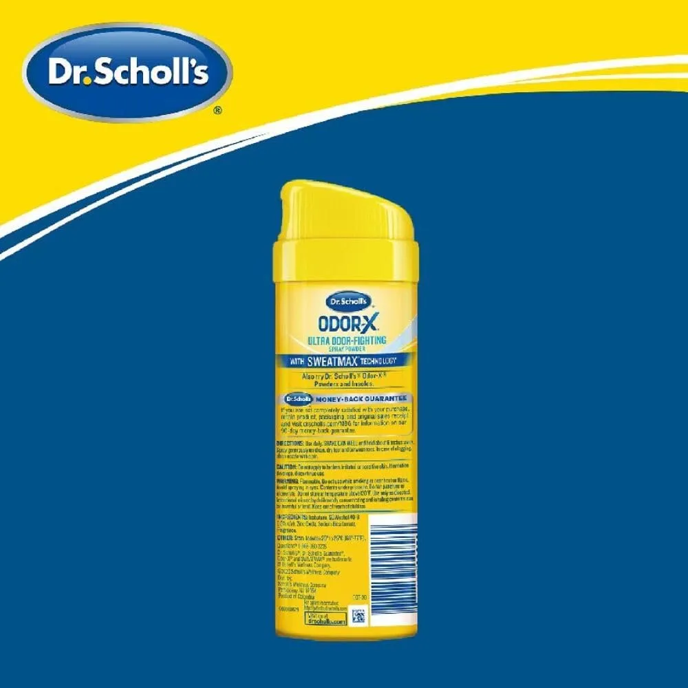 Dr. Scholl's ODOR-X ULTRA ODOR-FIGHTING POWDER SPRAY, 4.7 oz // Destroys Odors Instantly - All-Day Odor Protection - Freshens Feet & Shoes