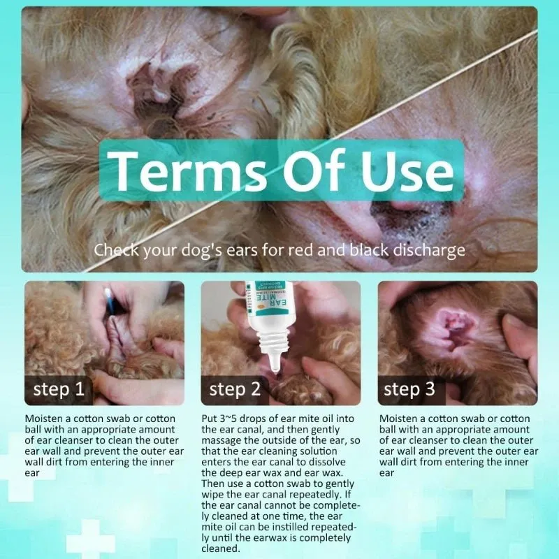 Ear Mite treatment for Dogs and Cats Pet Ear Cleaners