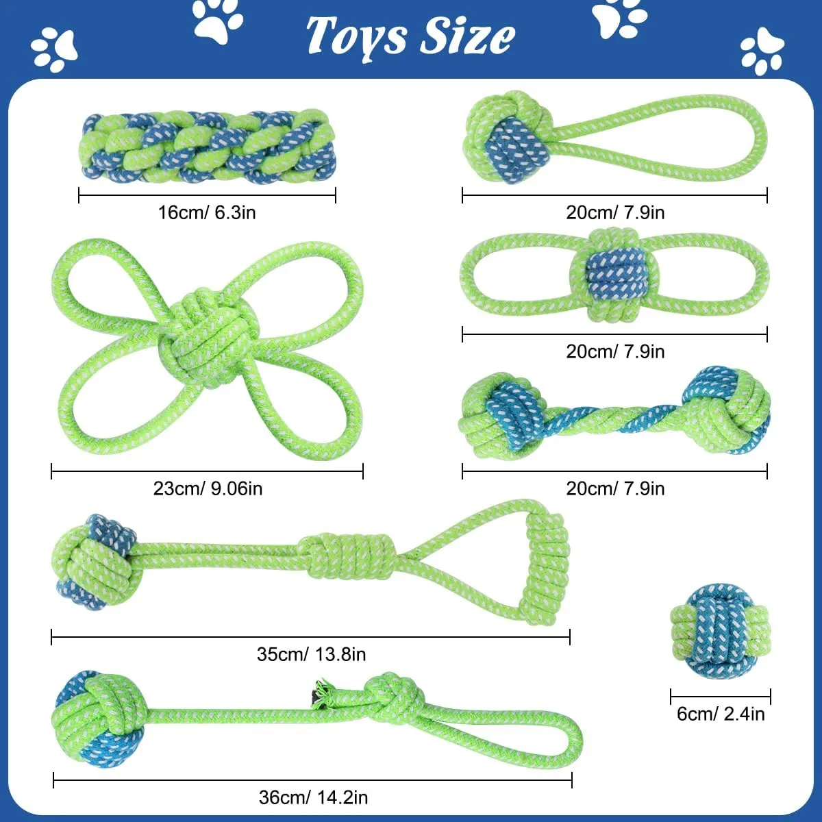 ETACCU 8 Pack Dog Rope Toys for Puppy & Small Dogs  Puppy Rope Toy for Aggressive Chewers, IndestructibleKeeping Dogs from Being Bored- Green