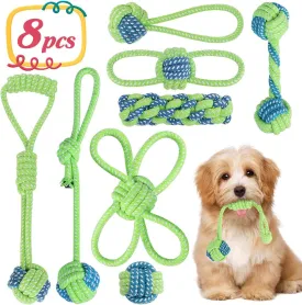 ETACCU 8 Pack Dog Rope Toys for Puppy & Small Dogs  Puppy Rope Toy for Aggressive Chewers, IndestructibleKeeping Dogs from Being Bored- Green