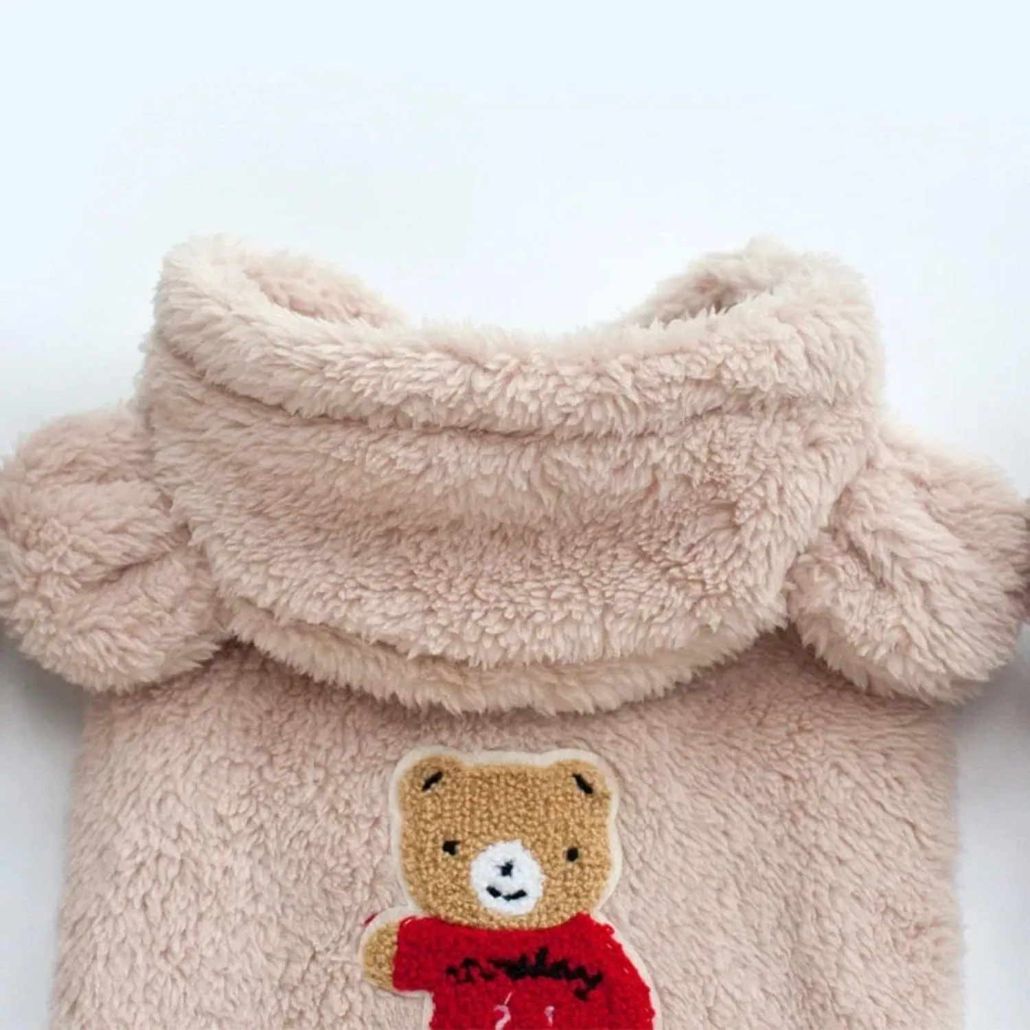 Fleece Dog Hoodies Warm Pet Clothes for Small Dog Coat Jacket Cute Bear Ear Dog Clothing Chihuahua Yorkie Costume (Beige,S)