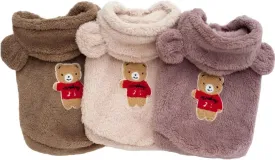 Fleece Dog Hoodies Warm Pet Clothes for Small Dog Coat Jacket Cute Bear Ear Dog Clothing Chihuahua Yorkie Costume (Beige,S)