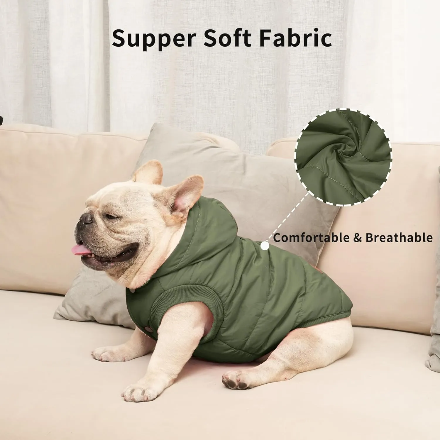 Fleece Lining Extra Warm Dog Hoodie in Winter,Small Dog Jacket Puppy Coats with Hooded Green S