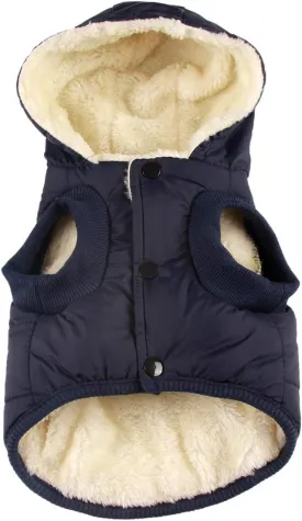 Fleece Lining Extra Warm Dog Hoodie in Winter,Small Dog Jacket Puppy Coats with Hooded,Blue S