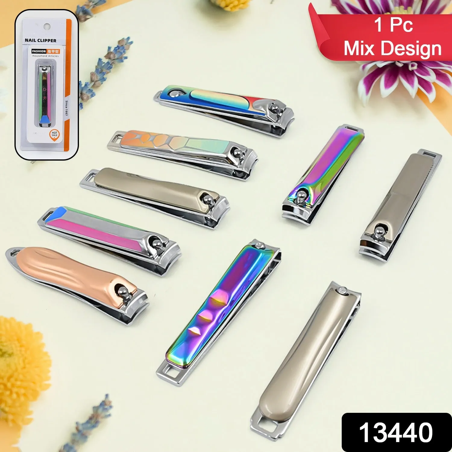 Folding Stainless Steel Nail Clippers & File (1 Pc)